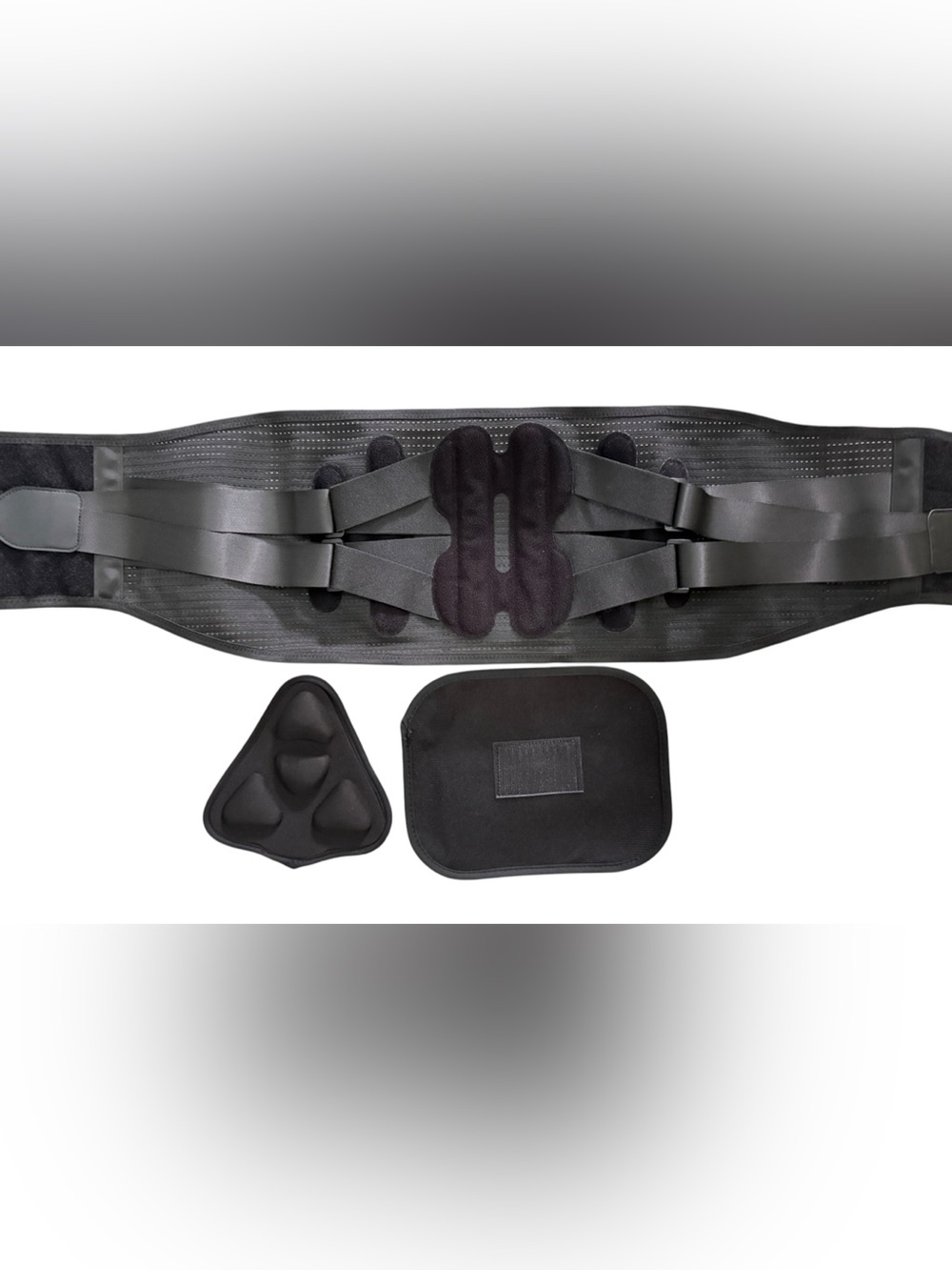 Adjustable Lumbar Support Back Brace with Removable Pads Breathable Black Sz XXL